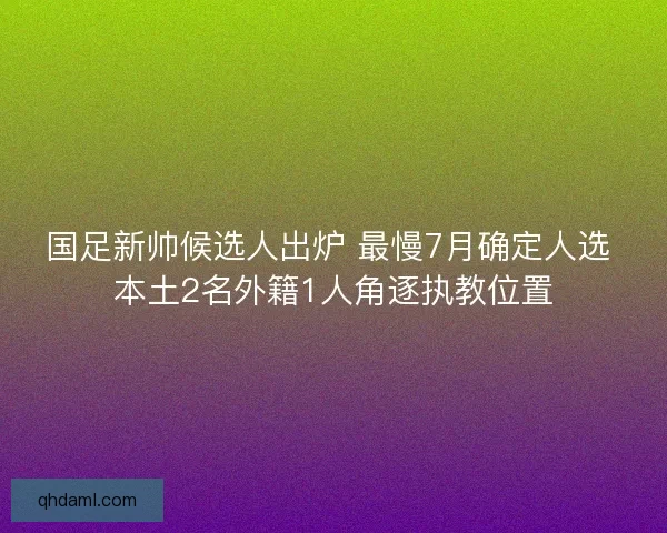 国足新帅候选人出炉 最慢7月确定人选 本土2名外籍1人角逐执教位置