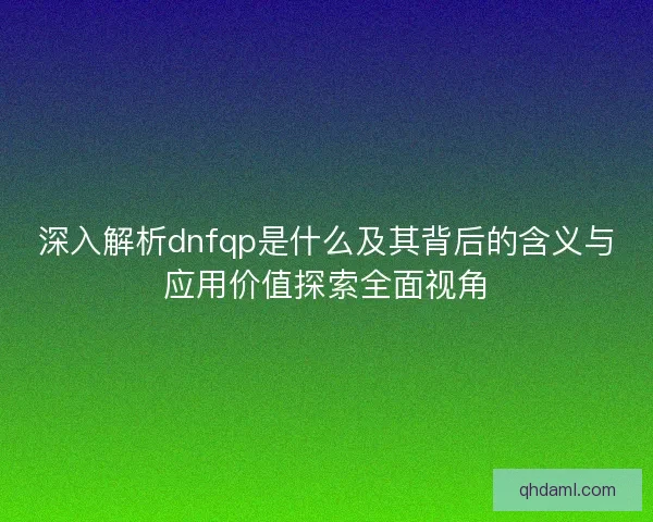 深入解析dnfqp是什么及其背后的含义与应用价值探索全面视角