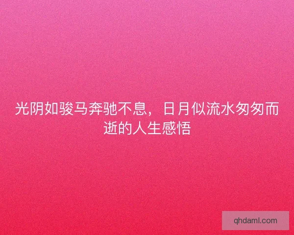 光阴如骏马奔驰不息，日月似流水匆匆而逝的人生感悟