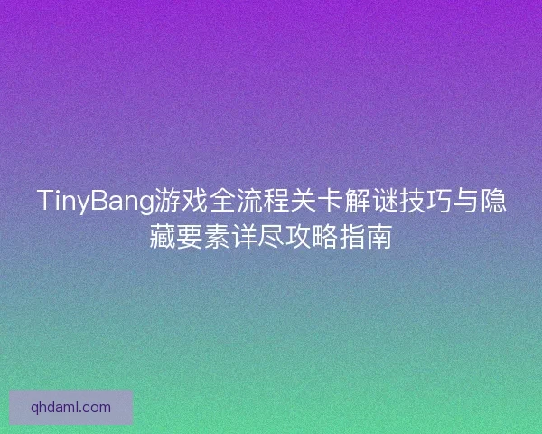 TinyBang游戏全流程关卡解谜技巧与隐藏要素详尽攻略指南
